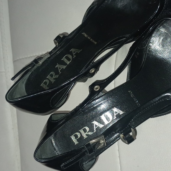 Prada 2 1/2 inch heels with side open and buckle - Picture 3 of 8